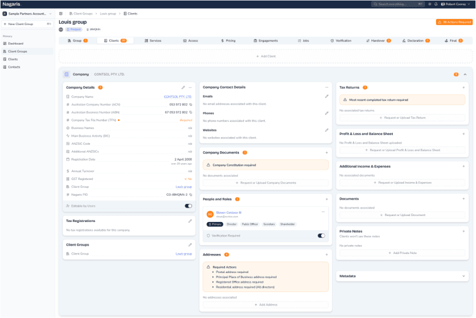 Nagaris Client Onboarding Screen