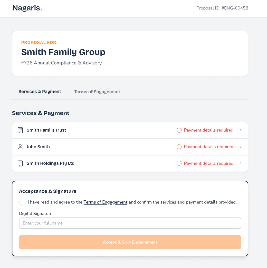 Nagaris Group Proposal Client View